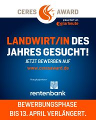 CERES AWARD 2025 Bewerbung
© agrarheute CERES AWARD 2025 Bewerbung
© agrarheute
