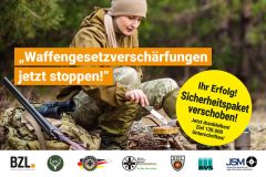 Waffengesetzverschärfungen zu Lasten rechtstreuer Bürger jetzt stoppen Waffengesetzverschärfungen zu Lasten rechtstreuer Bürger jetzt stoppen